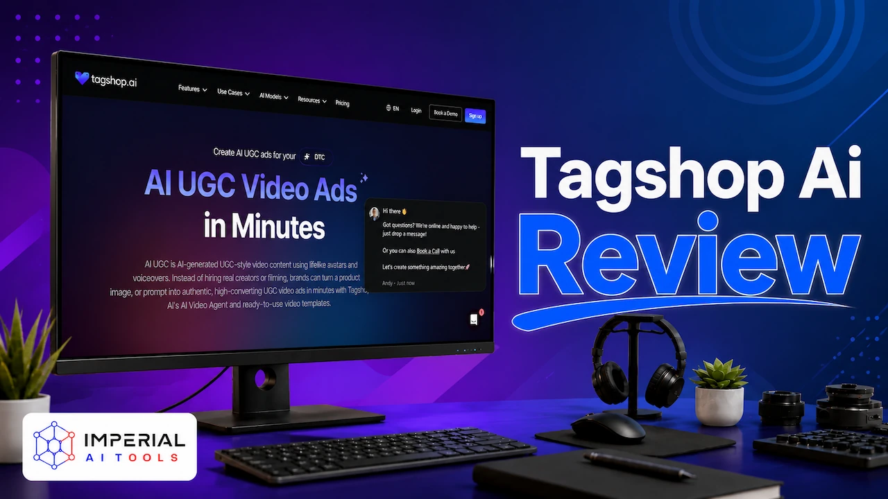 Tagshop AI UGC video ad generator shown on a laptop screen