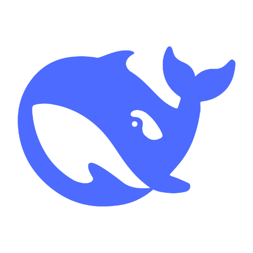 DeepSeek logo DeepSeek logo with a blue whale-shaped icon on a transparent background.