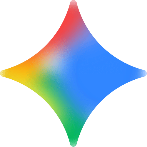 Gemini Logo Google Gemini logo with a multicolour gradient star-shaped icon.