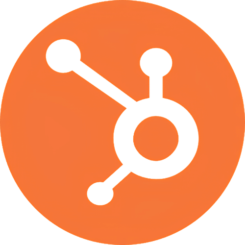 HubSpot HubSpot logo, orange circular icon with white interlinked nodes representing CRM and marketing automation.