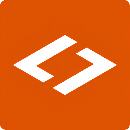 Laserfiche logo with white arrow-like brackets on an orange rounded square.
