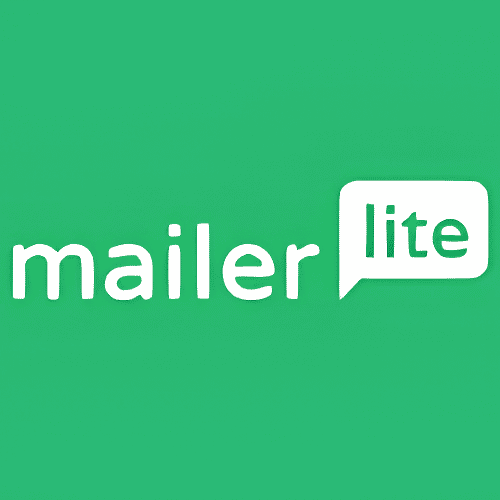 MailerLite MailerLite logo, green background with white wordmark and speech bubble icon representing email marketing tool.
