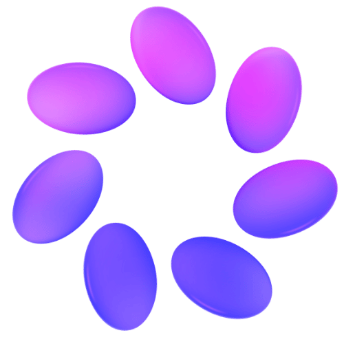 Meta AI logo Meta AI logo with purple and blue gradient oval shapes arranged in a circular pattern.