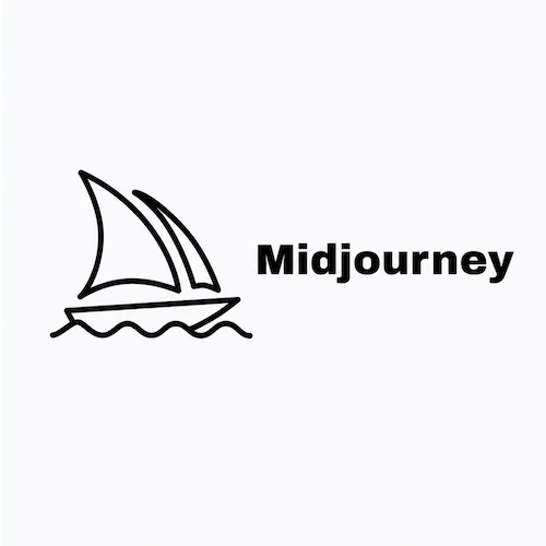 Midjourney AI logo on a dark background