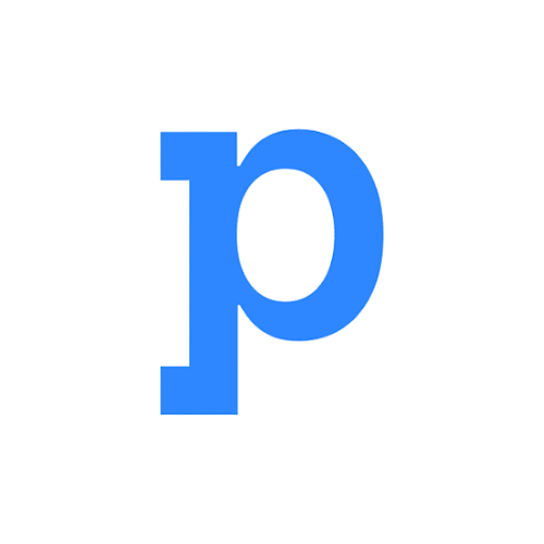 Pixpa Pixpa logo icon, blue lowercase p brand mark