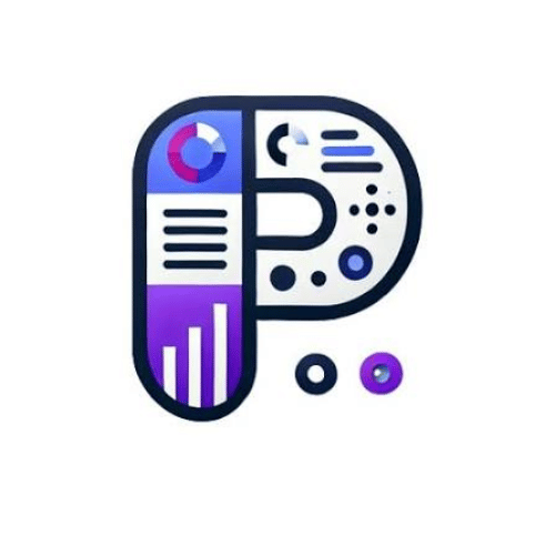 Presentia-AI Letter P logo icon with dashboard charts and graphs inside, representing the Presentia AI brand