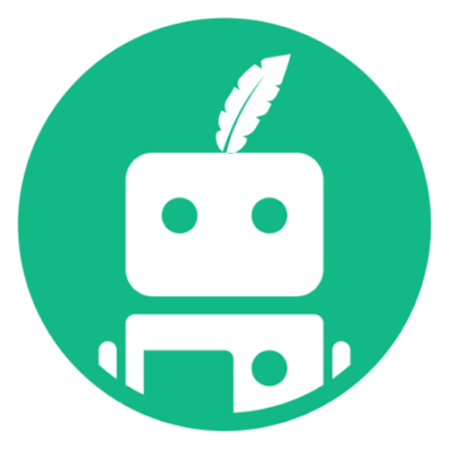 QuillBot QuillBot logo white robot icon with a feather on a green circle