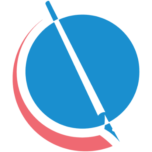 Scribens Scribens logo showing a blue circle with a pen and pink curved stroke