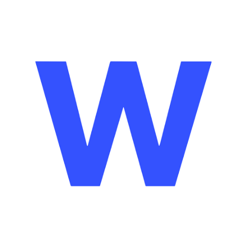 Winston-AI Winston AI logo bold blue 'W' lettermark on a white background