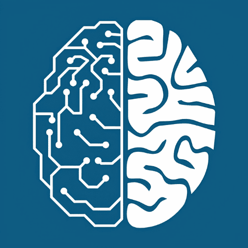 ZeroGPT ZeroGPT logo white brain icon with circuit-pattern left hemisphere on a dark blue background