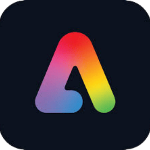 adobe-express Rainbow gradient letter A logo icon on a dark rounded square background, representing the Adobe Express app