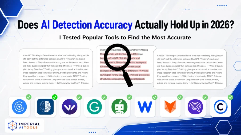 AI detection accuracy test for 2026 comparing popular AI detectors using sample text and highlighted detection results.