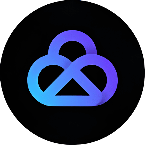 akool Akool logo – purple gradient cloud icon on black circular background