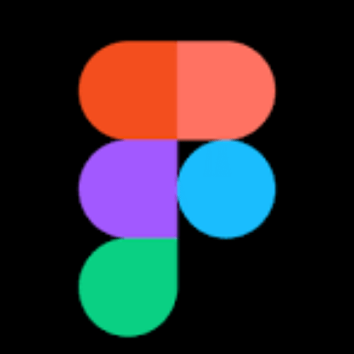 figma Multicolored Figma logo icon with red, orange, purple, blue, and green geometric shapes on black background