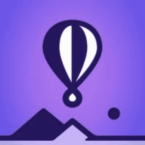 fly.io Fly.io logo: hot air balloon over mountains icon on purple background