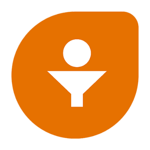 fresh-sales Orange rounded-square icon with a white funnel shape beneath a white circle (person icon)