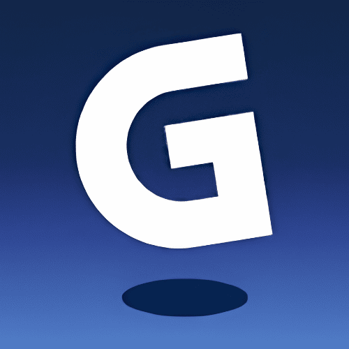 gamma White letter G logo icon on a dark blue gradient background with an ellipse shadow, representing the Gamma app
