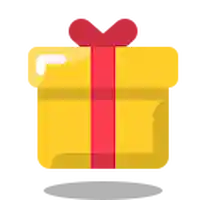 Yellow gift box with a red ribbon and bow