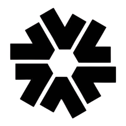 hedra black six-point radial burst mark.
