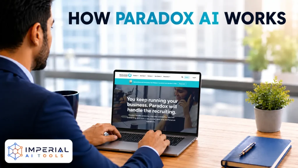 Recruiter viewing how Paradox AI automates candidate screening, interview scheduling and onboarding.