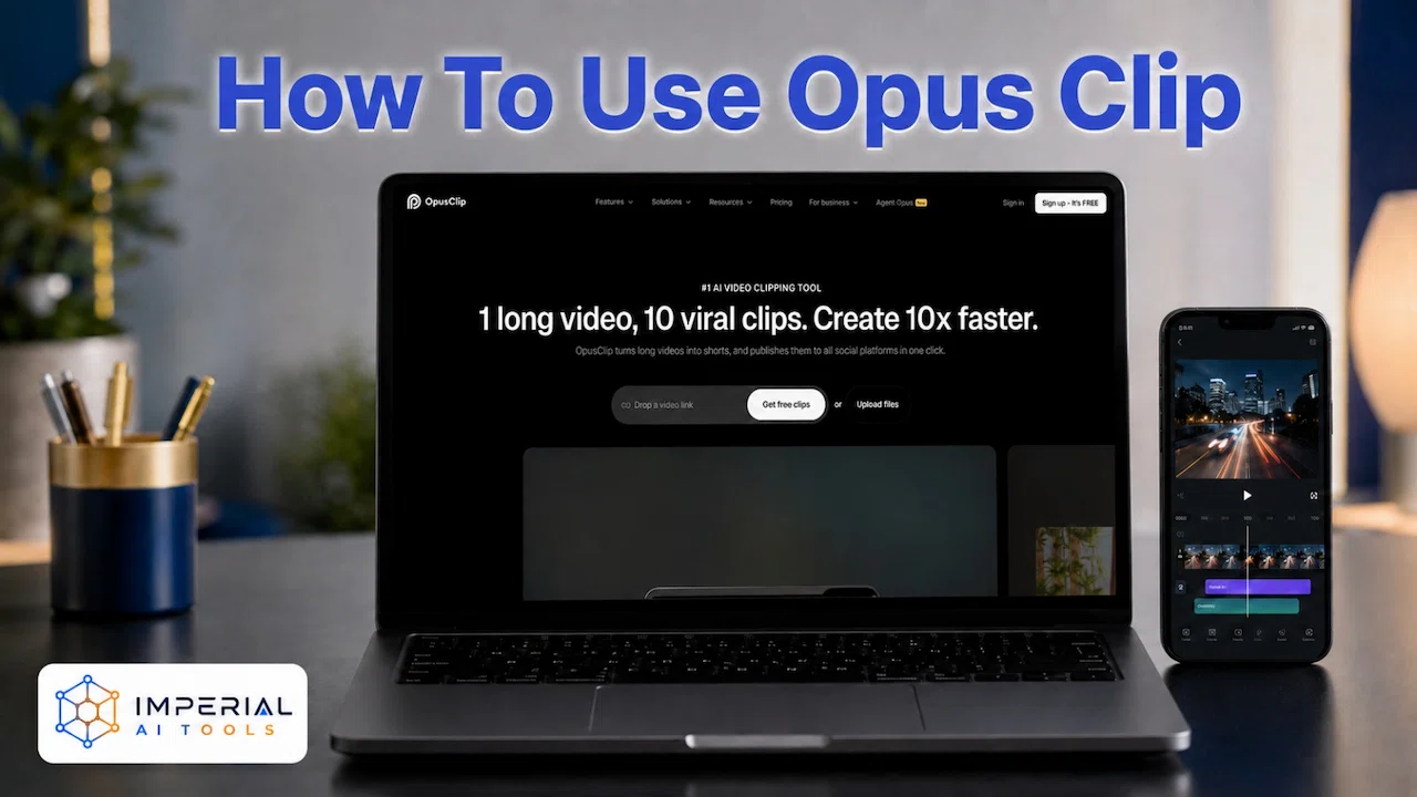 How to use OpusClip AI video clipping tool on a laptop and mobile phone