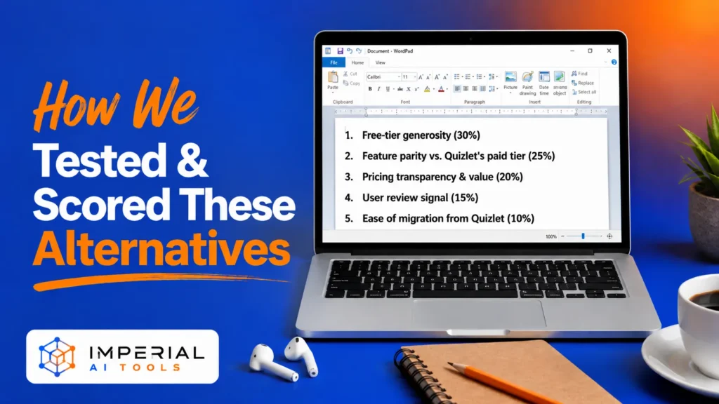 How we tested and scored Quizlet alternatives based on free-tier features, pricing value, user reviews, and migration ease