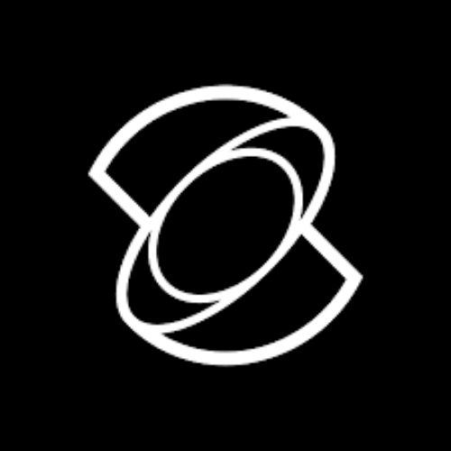 kling-ai white overlapping ellipse loop forming an abstract lens shape on a black background.