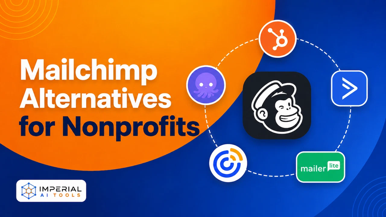 Mailchimp alternatives for nonprofits featuring HubSpot, ActiveCampaign, MailerLite, Constant Contact and EmailOctopus.