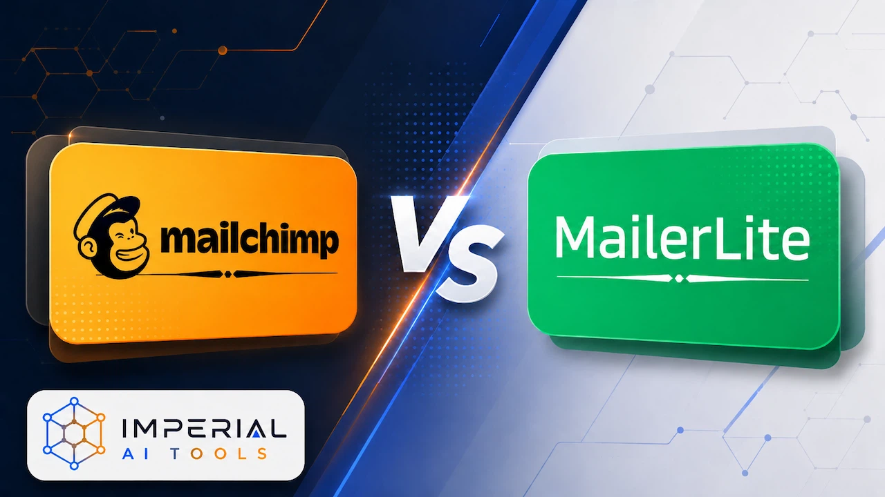 Mailchimp vs MailerLite email marketing platform comparison graphic by Imperial AI Tools
