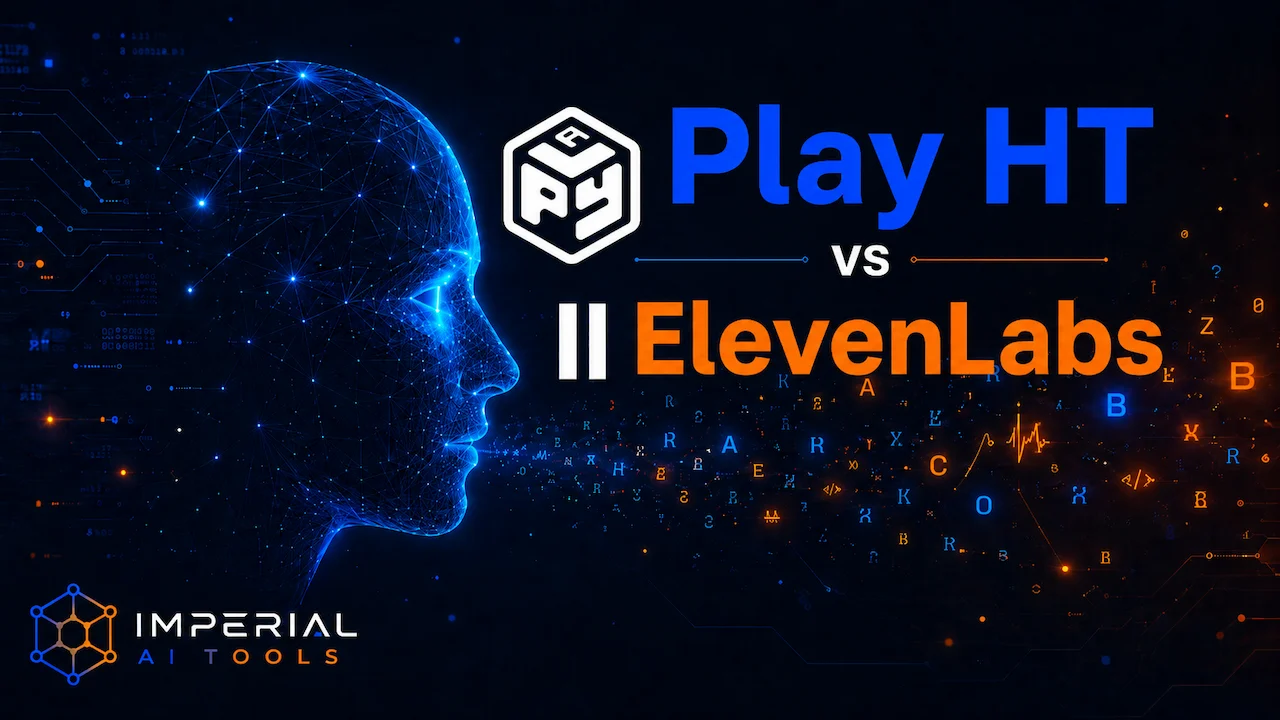 PlayHT vs ElevenLabs 2026 comparison graphic showing ElevenLabs as active and PlayHT as discontinued.