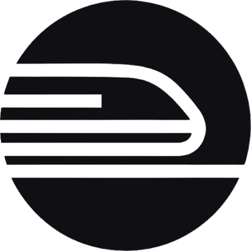 railway Railway logo: black circle with white train track/rail icon