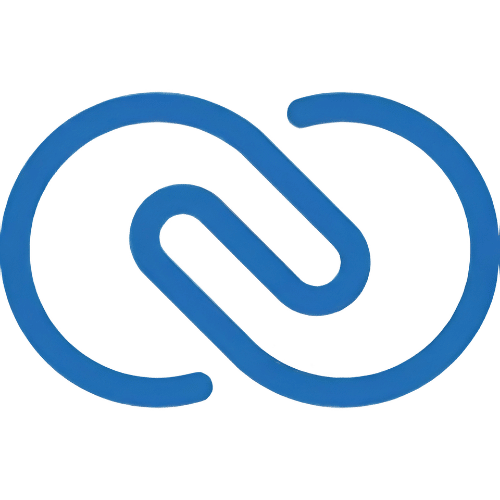 zoho-crm Blue infinity-loop icon resembling two interlocking paperclip shapes