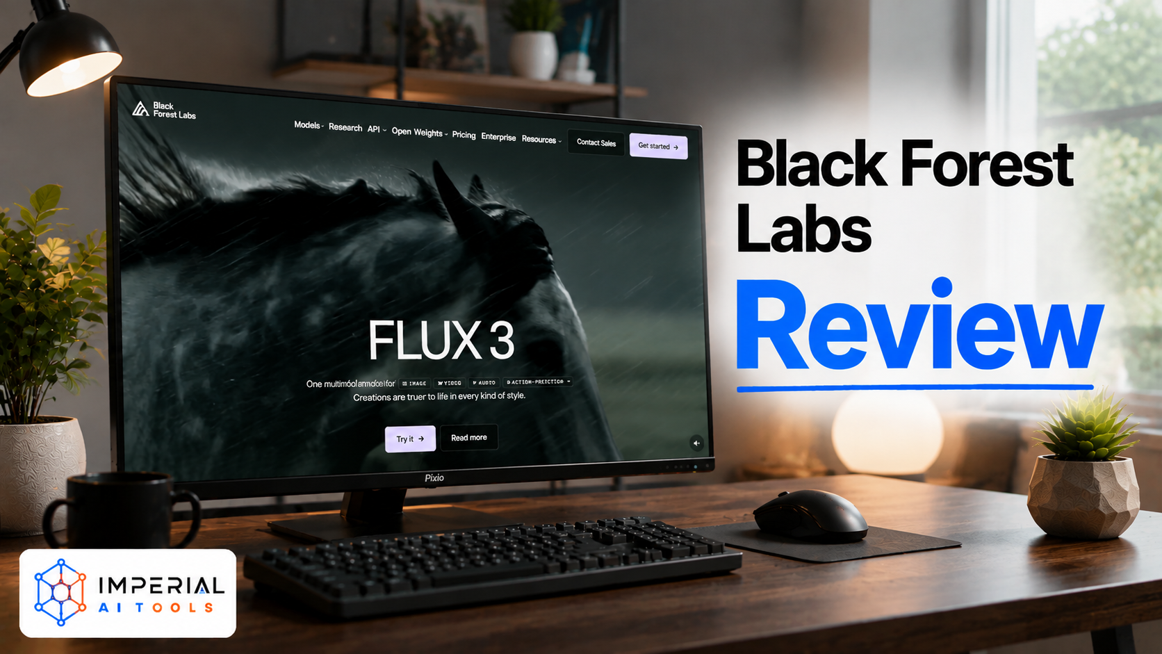 Black Forest Labs Review feature image showing FLUX AI image generation platform on a desktop monitor