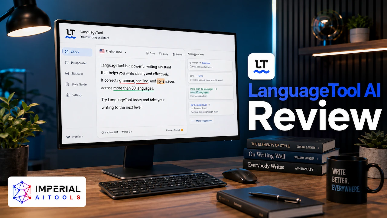 LanguageTool AI review 2026 featured image showing multilingual grammar and spelling checker interface