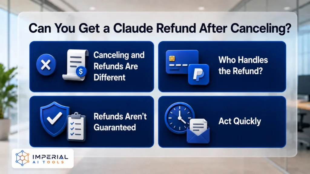 Can you get a Claude refund after cancelling subscription with refund policy information