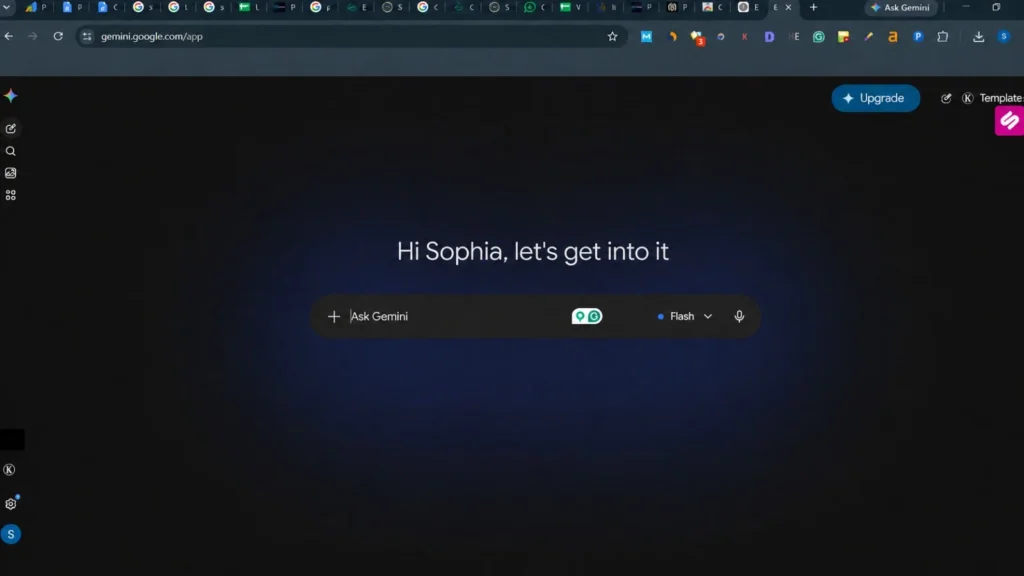 Google Gemini AI assistant interface used for research, AI questions, and information analysis