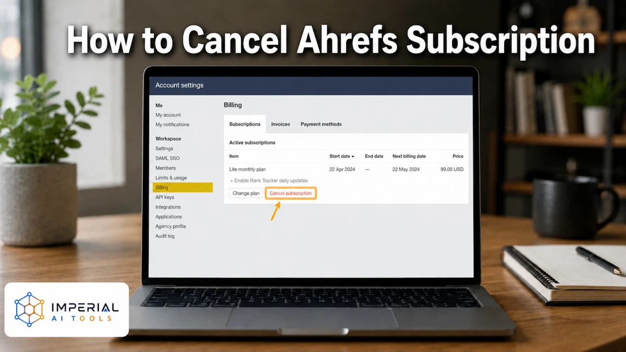 How to cancel Ahrefs subscription from the billing settings and stop automatic renewal