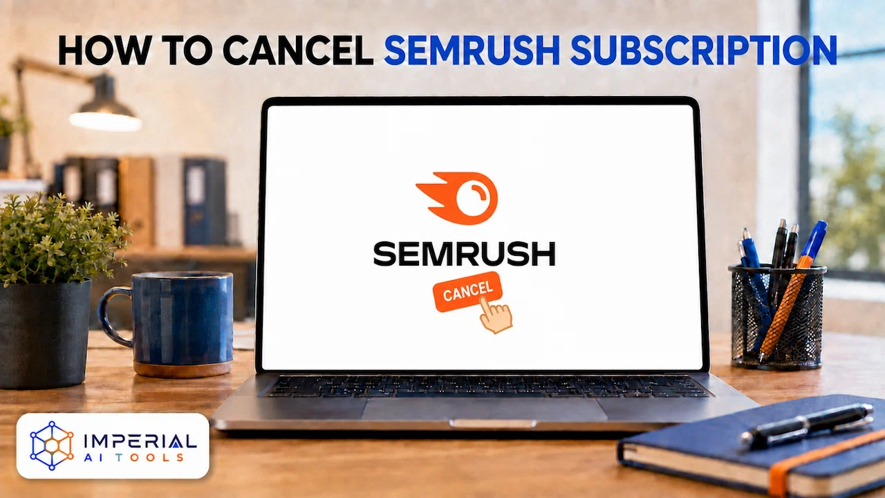 Laptop showing Semrush cancellation concept for a guide on how to cancel a Semrush subscription