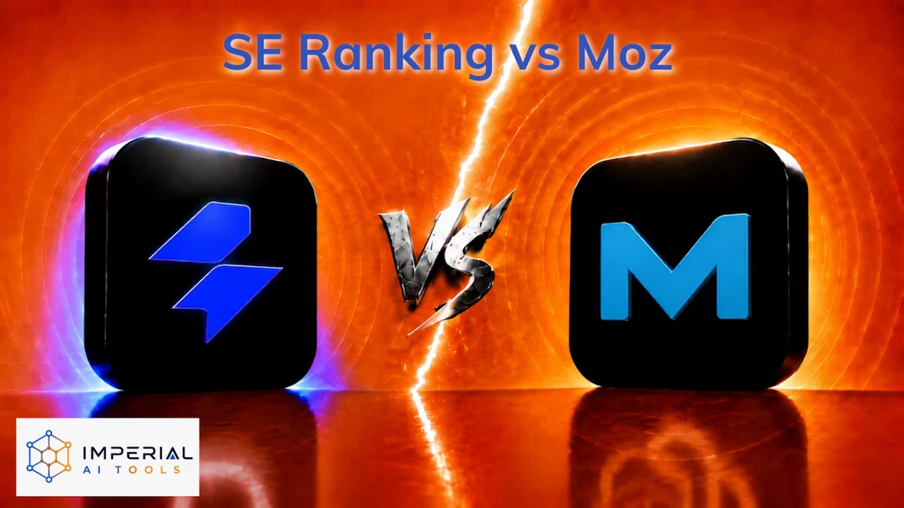 SE Ranking vs Moz comparison cover featuring both SEO platforms on an orange background