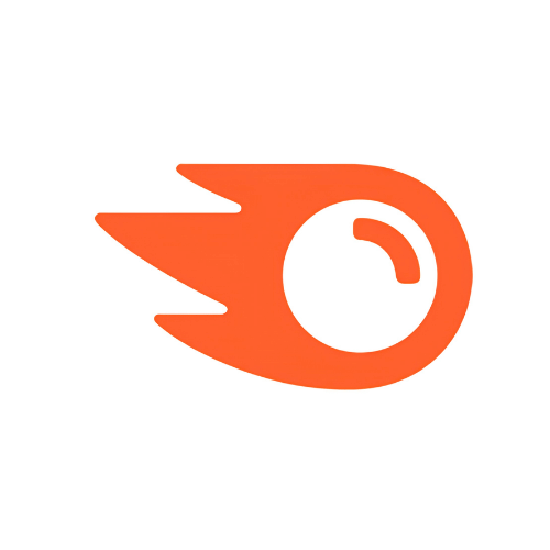Ahrefs logo, white lowercase wordmark with orange accent on blue background, backlink and SEO analysis tool