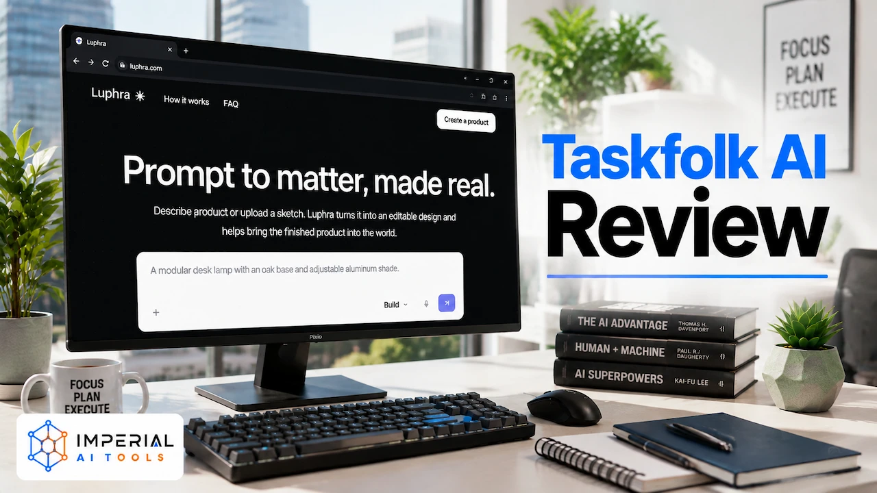Taskfolk AI review feature image showing an AI-powered task management and productivity platform