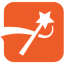 Submagic-ai Orange gradient rounded-square icon with a white magic wand and star, symbolizing AI enhancement