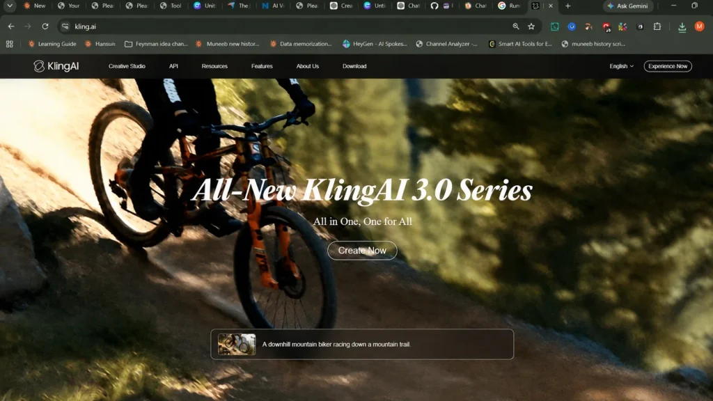 Kling AI 3.0 video generation platform interface showing AI video creation features