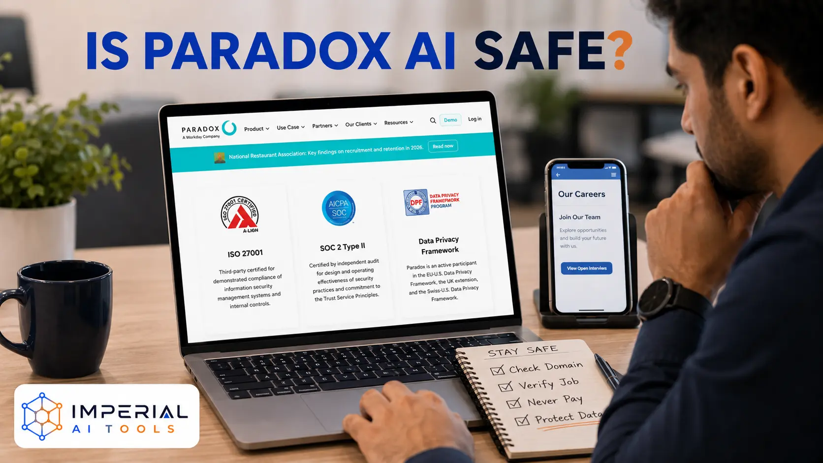 Is Paradox AI safe: candidate checking an Olivia interview link before sharing personal details.